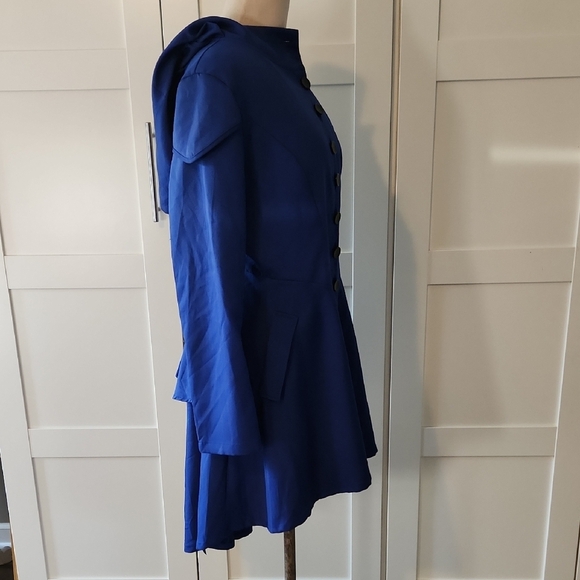 Royal Blue Hooded Long Sleeve Dress Jacket With Corset Lace Sz XXL Cosplay - Picture 3 of 7